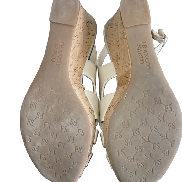 Franco Sarto Cream Wedge Heel Sandals Sz.7M - Picture 4 of 6
